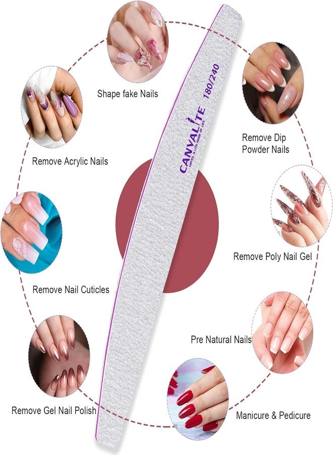 Canvalite Nail Files for Natural Nails 180/240 Grit Emery Board for Nails Styling Tools for Home and Salon Use 10 PCS - Image 5